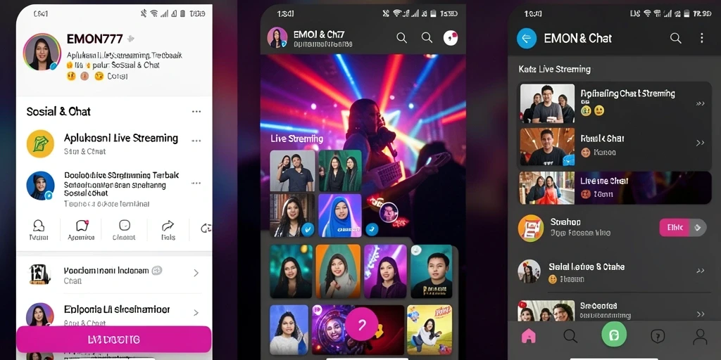 Antarmuka EMON777 yang menarik untuk Live Streaming.