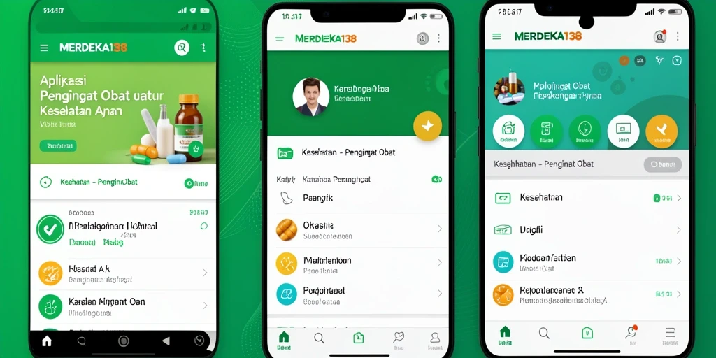 Antarmuka aplikasi MERDEKA138 untuk pengingat obat yang mudah digunakan.