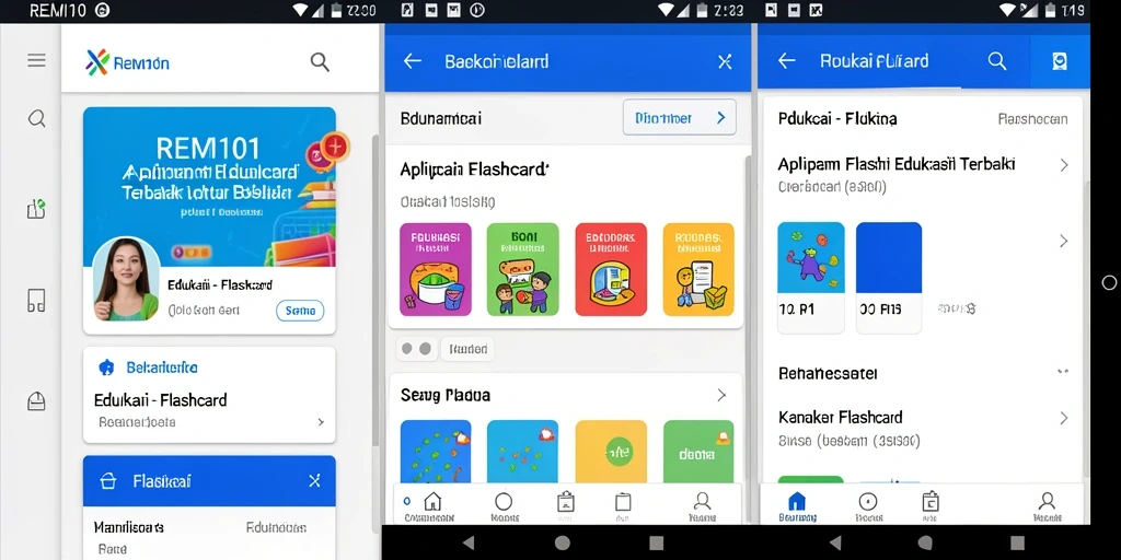 Screenshot aplikasi REMI101 yang menunjukkan tampilan kartu flash.