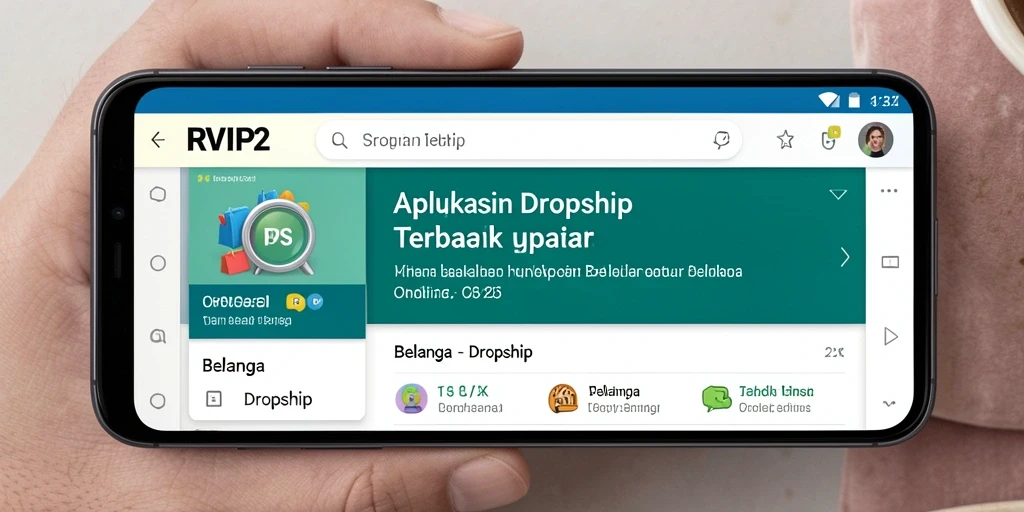 Antarmuka aplikasi RVIP2 yang memudahkan belanja Dropship.