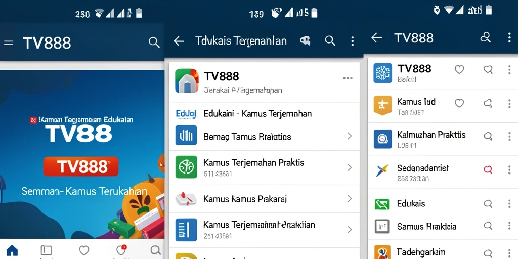 Antarmuka pengguna TV888 yang intuitif dan fungsional untuk terjemahan.